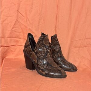 Steve Madden Black and Brown Snakeskin Heeled Boots